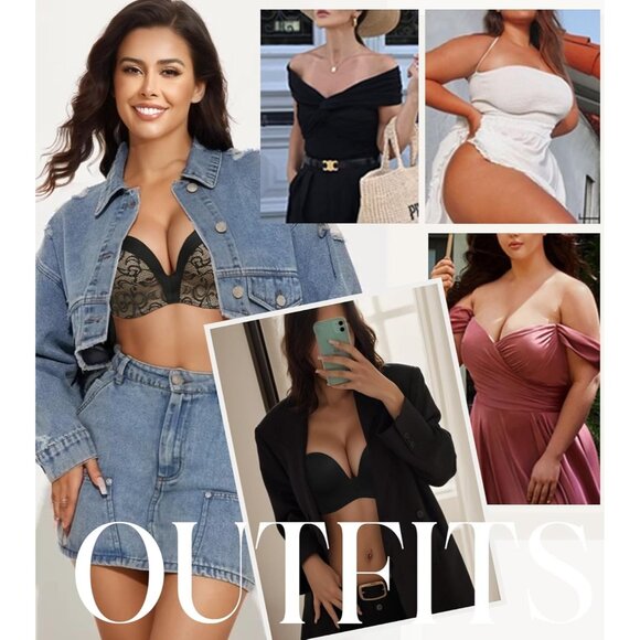 Women's Floral Beige Straples Bra Push Up Anti-slip Support Lift Up Wirefree Bra - Picture 6 of 7